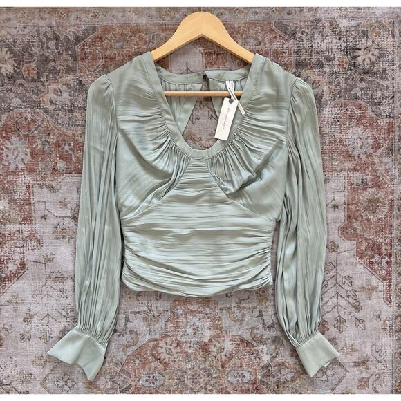 By Athropologie Blouson Sleeve Blouse Top Womens Size XXS NWT - Picture 2 of 10
